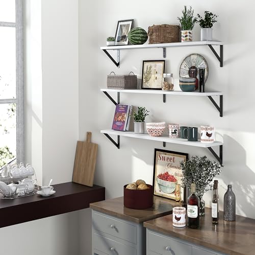 Heimlove Floating Shelves for Wall, 36 Inch Long Wood Floating Bookshelf Set of - Image 7