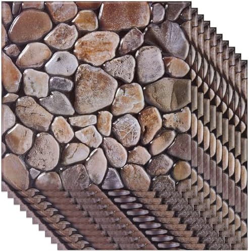 CRASPIRE 10Pcs 3D Faux Stone Peel and Stick Wall Burly Wood Tile Panels - Image 7