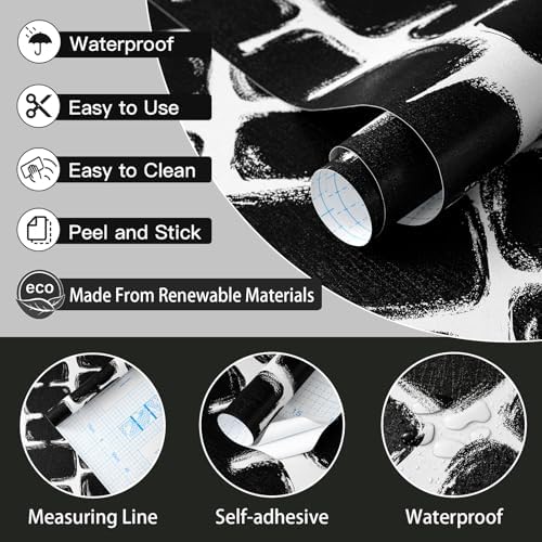 Safiyya 17.3"x393" Peel and Stick Wallpaper Black and White Contact Paper Mid - Image 6