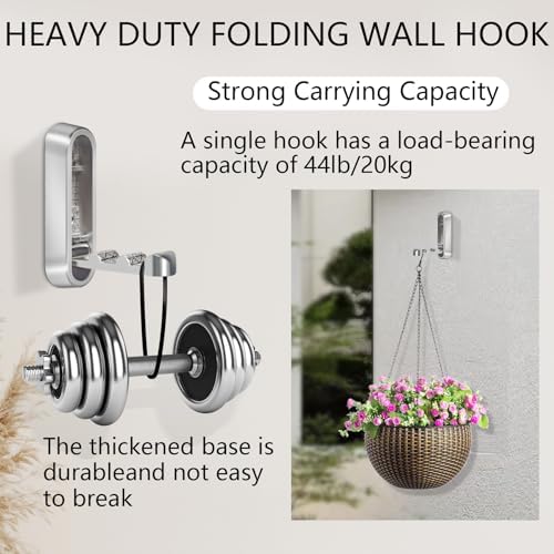 4PCS Foldable Wall Hooks, Heavy Duty Zinc Alloy Folding Wall Hooks, Folding - Image 6