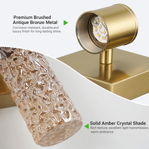 2 Pack Gold LED Wall Sconces, 10W 3000K Warm White Hardwired Wall Mounted Light - Image 7
