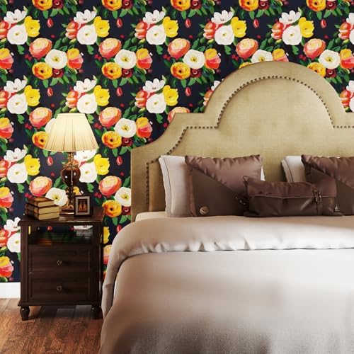 17.7" x 118" Boho Floral Peel and Stick Wallpaper Vintage Flower Contact Paper - Image 6