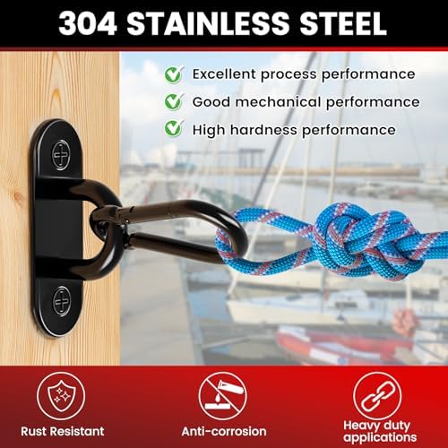sprookber 304 Stainless Steel Pad Eye Snap Hook, M5 Ceiling Hook 500Lb - Image 6