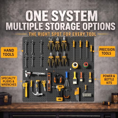Steel Pegboard Tool Wall Organizer, 6 Bins - Image 6