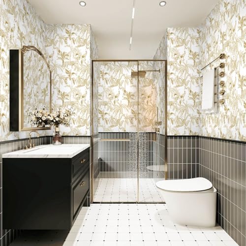 Heroad Boho Leopard Peel and Stick Wallpaper White and Gold Contact Paper - Image 6