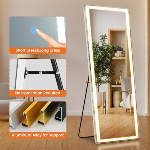 LED Full Length Mirror 71x26 Inch, Lighted Floor Body Mirror - Image 7