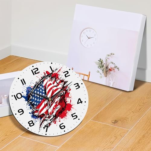 American Flag Street Art Style Wall Clock Silent Non-Ticking Battery Operated - Image 6