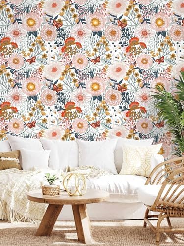 Dimoon Floral Wallpaper Peel and Stick Wallpaper Boho Retro Contact Paper - Image 7