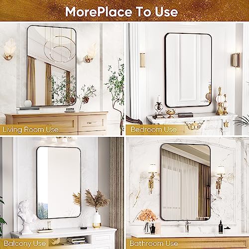 Antok 24x36 Black Metal Framed Bathroom Mirror, Wall Mirror - Image 6