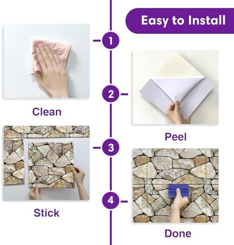3D Peel and Stick Faux Stone Wall Panels 11.8" x 11.8" 10-Pack - Image 6
