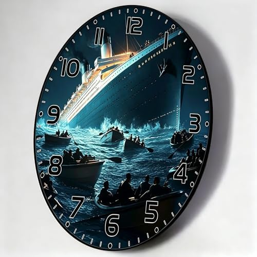 Titanic Night Voyage Clock 2D Art Print Silent Wall Clock, 10/12 Inch, Battery - Image 7