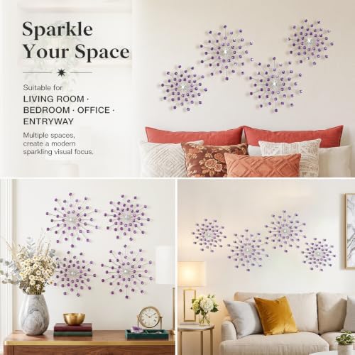 ZEXUIRU 4 Set Silver Starburst Wall Art - Image 6