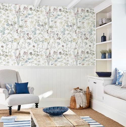 Blue Floral Peel and Stick Wallpaper Boho Leaf Self Adhesive Wallpaper - Image 7