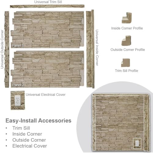 Universal Outside Corner for EverStone Faux Stone Siding Panels, Dark River - Image 6