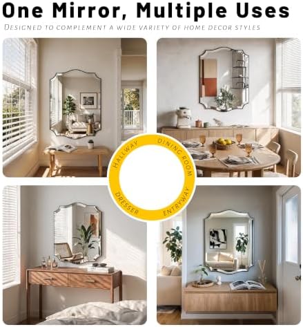 POZINO 32"x24" Premium Scalloped Beveled Bathroom Mirror - Image 7