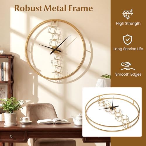 Goplus Large Wall Clock, Non-Ticking Decorative Clock, Battery-Operated Wall - Image 7