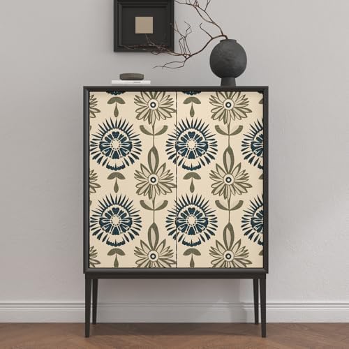 BOKEBEVE Boho Floral Peel and Stick Wallpaper Beige Blue 17.5 x 787In - Image 6