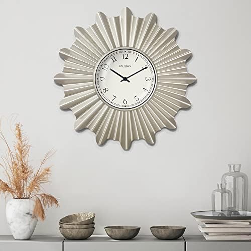 18" Mid Century Starburst Wall Clock, Morning Silver - Image 6