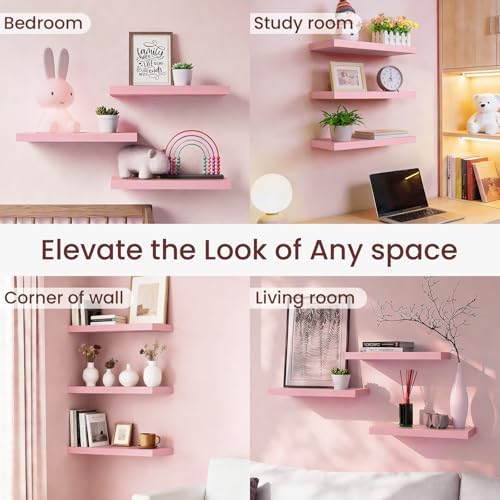 BAYKA Pink Floating Shelves 15.7in, Wall Mounted - Image 6