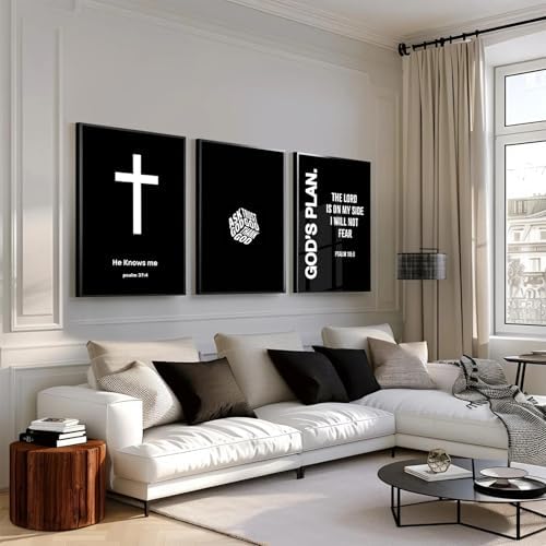 Christian Jesus Wall Art Black White God Canvas Wall Decor Religious Bible - Image 7