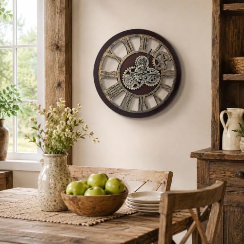 The B-Style Large Wall Clock, 24 inch, Cherry Red and Bronze - Image 5