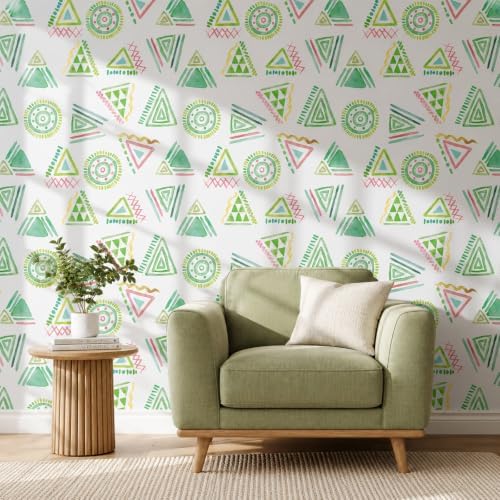 Vinjiasin Green Geometric Peel and Stick Wallpaper, Modern Abstract Triangle - Image 7