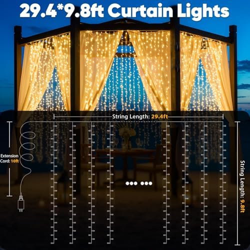 suddus 900 LED Christmas String Lights Outdoor, 9.8x29.5ft Curtain Lights Plug - Image 6