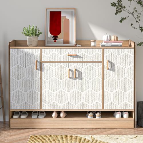 MelunMer Geometric Peel and Stick Wallpaper Boho Beige White 17.3''×276'' - Image 6