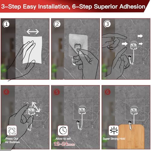 Latoxcaa 30-Pack Transparent Heavy Duty Adhesive Hooks - Image 7