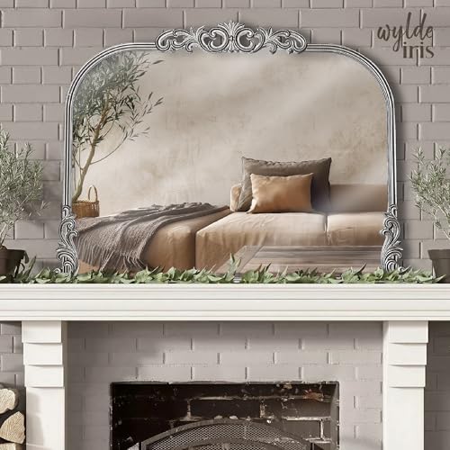 Wylde Iris English Estate Carved Arch Wood Wall Mirror, Mirror - Image 6