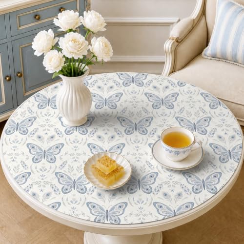 Laatse Symmetrical Butterfly Wallpaper Peel and Stick 17.5"x118", Cream Blue - Image 7