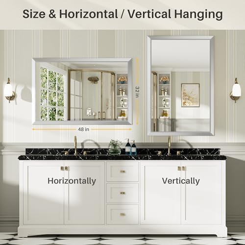 Briivue Bathroom Wall Mirror, 48x32 Inch - Image 6