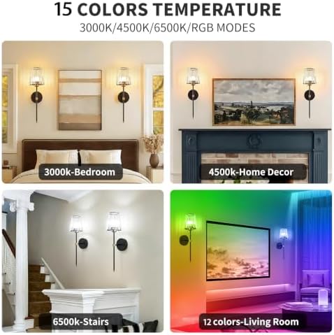 Set of 2 Battery‑Operated Wall Sconces, Rechargeable Wireless Wall Lights - Image 6