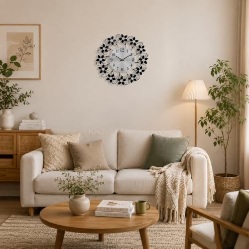 TeamSky 14.5" Metal Crystal Wall Clock, Silent Modern Decorative Clock - Image 6