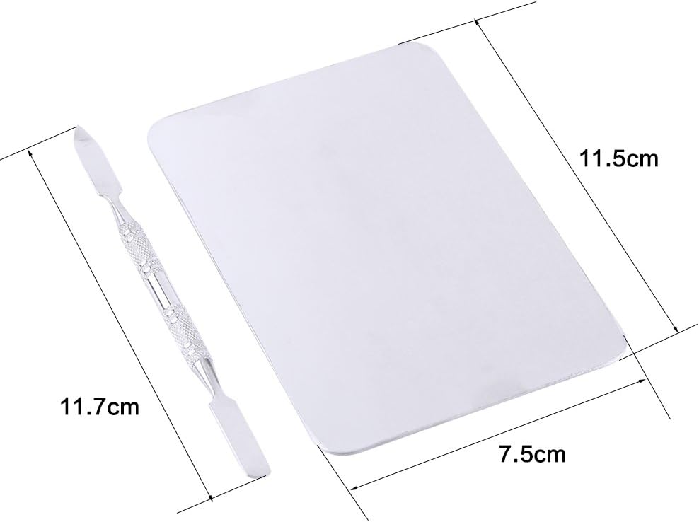Mixing Palette Small Stainless Steel Makeup Palette Rec Shape Mixing Plate Tools with Spatula Nail Art Palette for Blending Cosmetic Shades