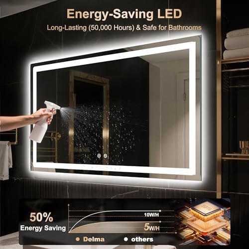 Delma LED Mirror for Bathroom 30x55 Inch, Dimmable Front & Backlit Vanity Mirror - Image 7