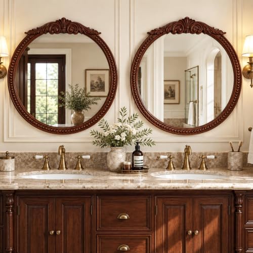 30" Rustic Round Wood Mirror - Image 7
