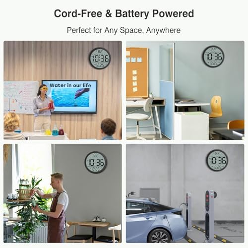 WallarGe Digital Atomic Wall Clock Battery Operated, 8 Inch Large Display - Image 7
