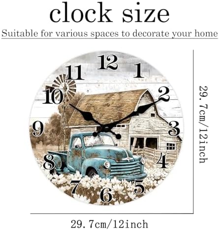 Farmhouse Barn Wall Clock 12 Inch Silent Non-Ticking - Image 6