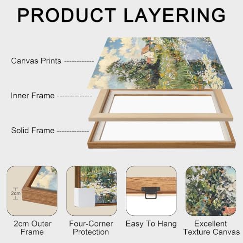 WENGTIAO 3 Piece Framed Vintage Impressionist Country Landscape Wall Art - Image 7