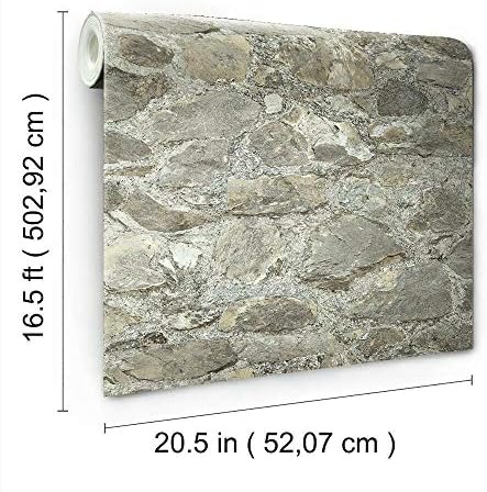 RoomMates Gray and Almond Weathered Stone Peel and Stick Wallpaper - Image 6