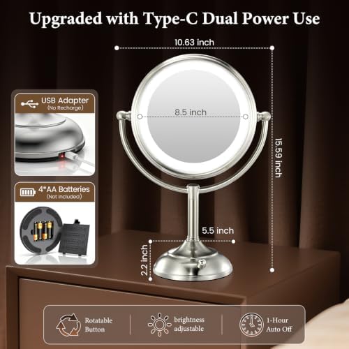 Professional 8.5" Large Lighted Makeup Mirror - Image 6