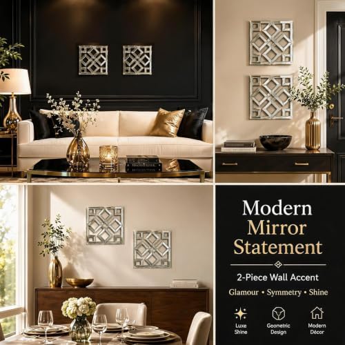 Square Decorative Wall Mirror 12 x 12 Inch, Modern Wall Mounted Accent Mirror - Image 7