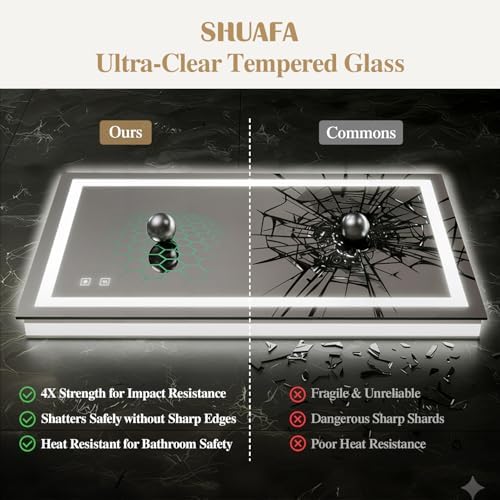 48X36 Inch Frontlit+ Backlit LED Bathroom Mirror - Image 6