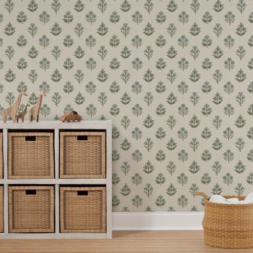 Spoonflower Block Print Neutral Peel and Stick Wallpaper - Image 7