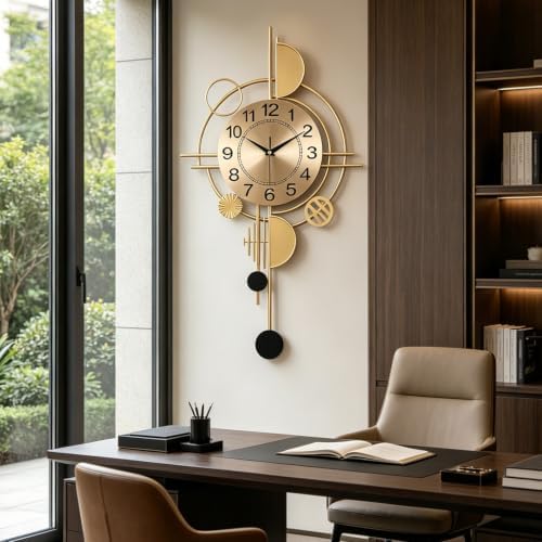 Large Silent Wall Clock, Metal Battery Clock - Image 7