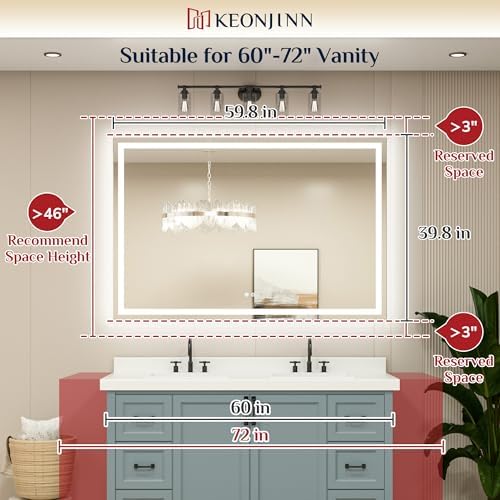 Keonjinn 60x40 Inch LED Bathroom Mirror - Image 6