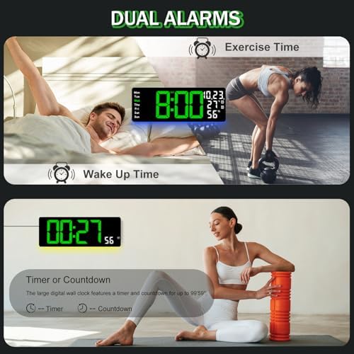 JoFomp 17.3" Large Digital Wall Clock, LED Digital Clock Large Display - Image 6