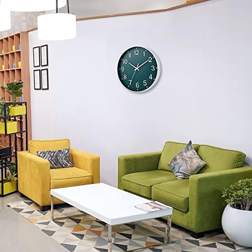 HZDHCLH 12 Inch Silent Wall Clock Battery Operated Non Ticking Dark Green - Image 7