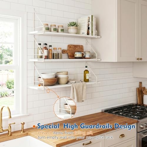 White Floating Shelves for Wall 36 Inch Long, Large Wall Book Shelf Unit - Image 7